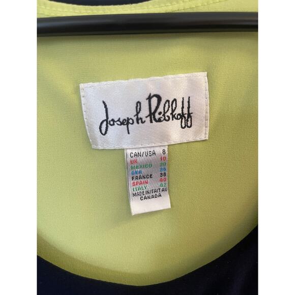 Joseph Ribkoff Asymmetrical Flowy Swing Dress Navy Blue Green - Size Women's 8 - Picture 5 of 10